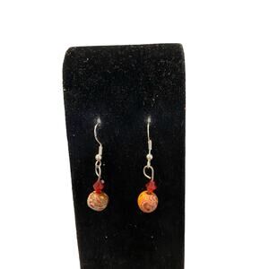 orange fimo clay bead earrings